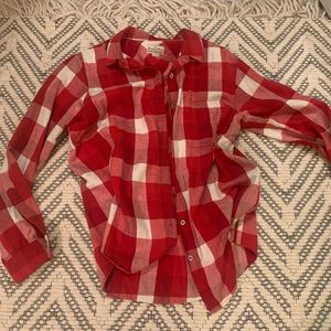 Madewell Broadway & Broome Red and White Button Up